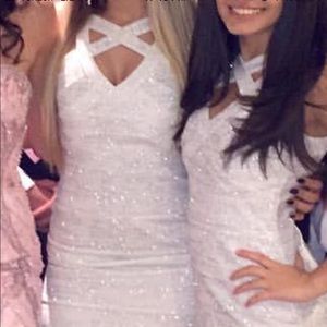 White sparkly mini dress